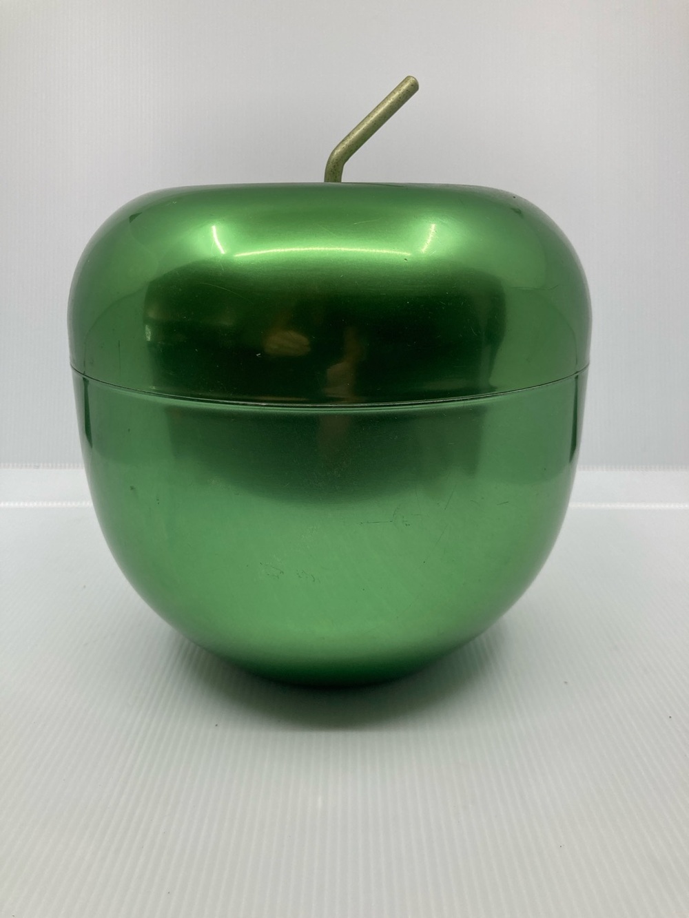 VINTAGE MCM GREEN ANODIZED APPLE ICE BUCKET COOKIE JAR